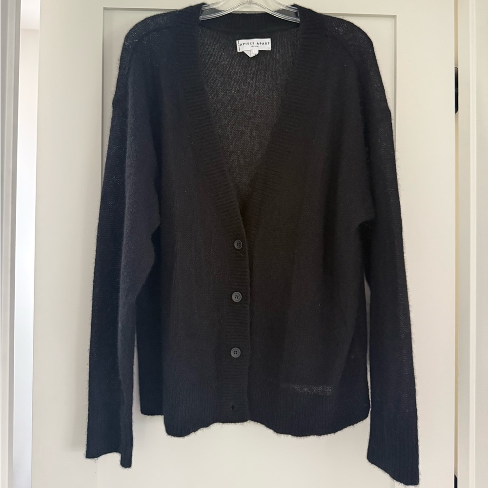 Apiece Apart Women's Black Cashmere & Silk Blend Cardigan Sweater